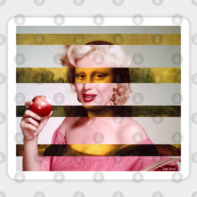 Leonardo Mona Lisa and Marylin Monroe Sticker by luigi-tarini